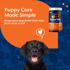 NaturVet All-In-One para cachorros: sabor bacon ahumado como recompensa sabrosa.