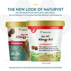 NaturVet Aller-911 pastillas suaves, sabor agradable para perros y gatos.