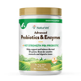 NaturVet pb6 probiótico avanzado en bote, apoyo digestivo suave para mascotas.