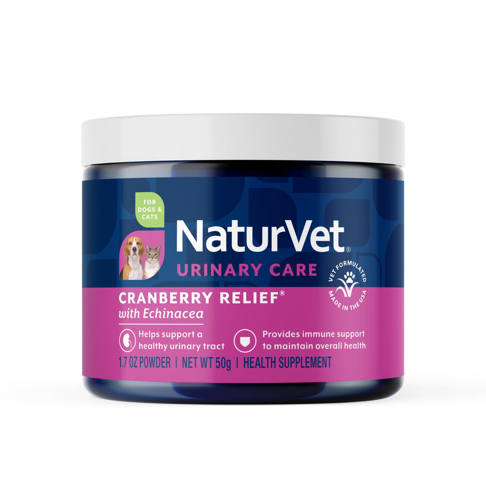 NaturVet Cranberry Relief Plus Echinacea: polvo medido para apoyo diario del tracto urinario.