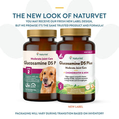 Envase de NaturVet Glucosamina DS Plus con 120 unidades para uso diario.