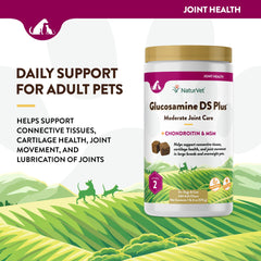 NaturVet Glucosamina DS Plus: textura masticable en primer plano para premiar diariamente.