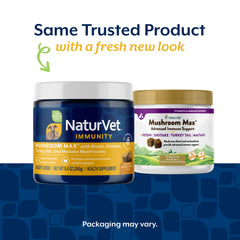 NaturVet Mushroom Max presenta shiitake y reishi para apoyo antioxidante.