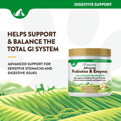NaturVet pb6 probiótico polvo, equilibrio estomacal tras cambios de dieta.
