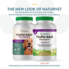 NaturVet VitaPet tableta masticable con aroma suave para el aliento.