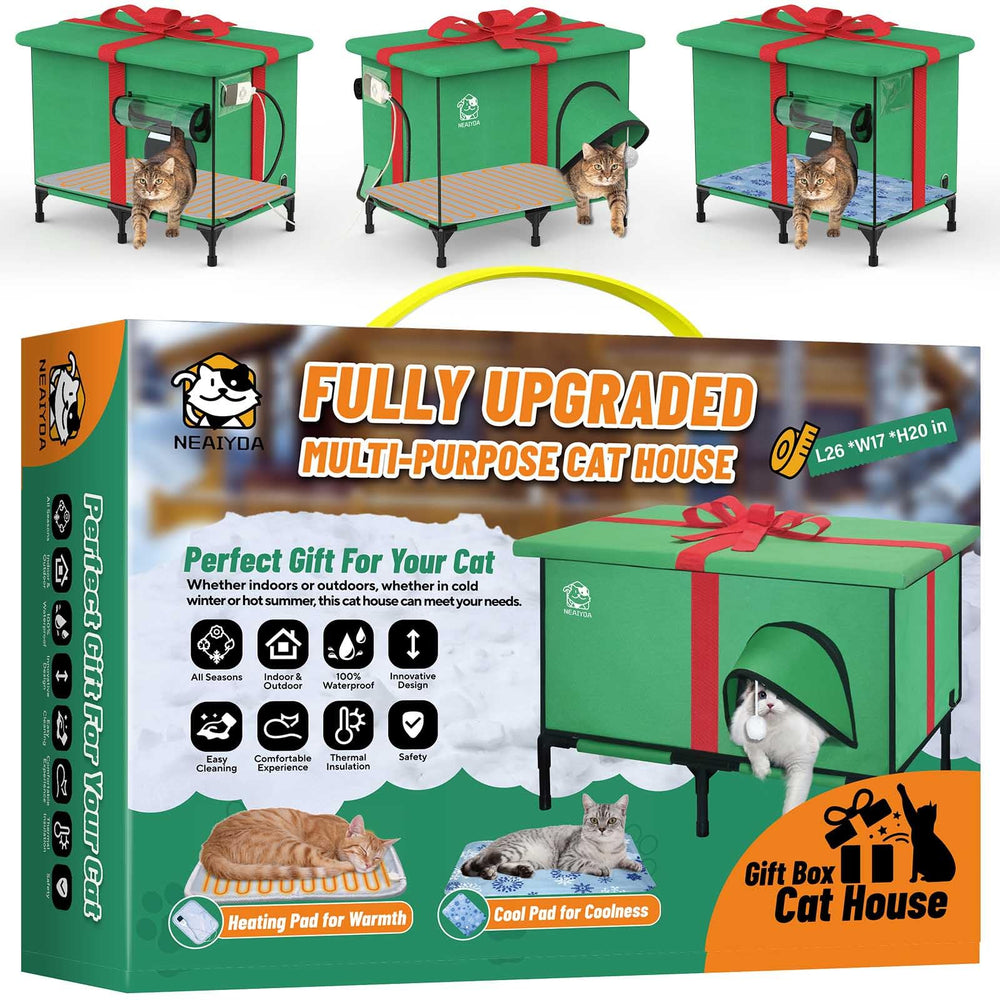 NEAIYDA casa para gatos exterior con calefacción, mantiene cálido al gato fuera de casa.