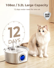 Neareal bebedero gatos en acero inoxidable 304, fácil de limpiar y duradera