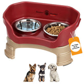 Neater Feeder Deluxe con tazones alta para perros pequeños, mejora la postura al comer.