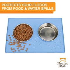 Neater Mat con borde elevado de ½ pulgada contiene salpicaduras.