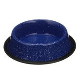 Neater Pet Brands cuenco esmaltado azul frente, ideal para salidas.