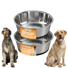 Neater Pet Brands: conjunto de dos cuencos de acero inoxidable con base antideslizante para comer sin derrames.