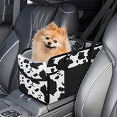 NECKORY asiento-portátil para perro pequeño con estampado vaca, ideal para viajar seguro.