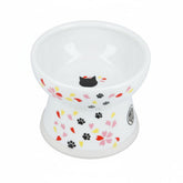 Cuenco elevado Necoichi cerámico Sakura para gatos grandes, reduce fatiga de bigotes al comer.