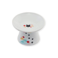Necoichi tazón elevado cerámico, cómodo para comer centrado en gatos.