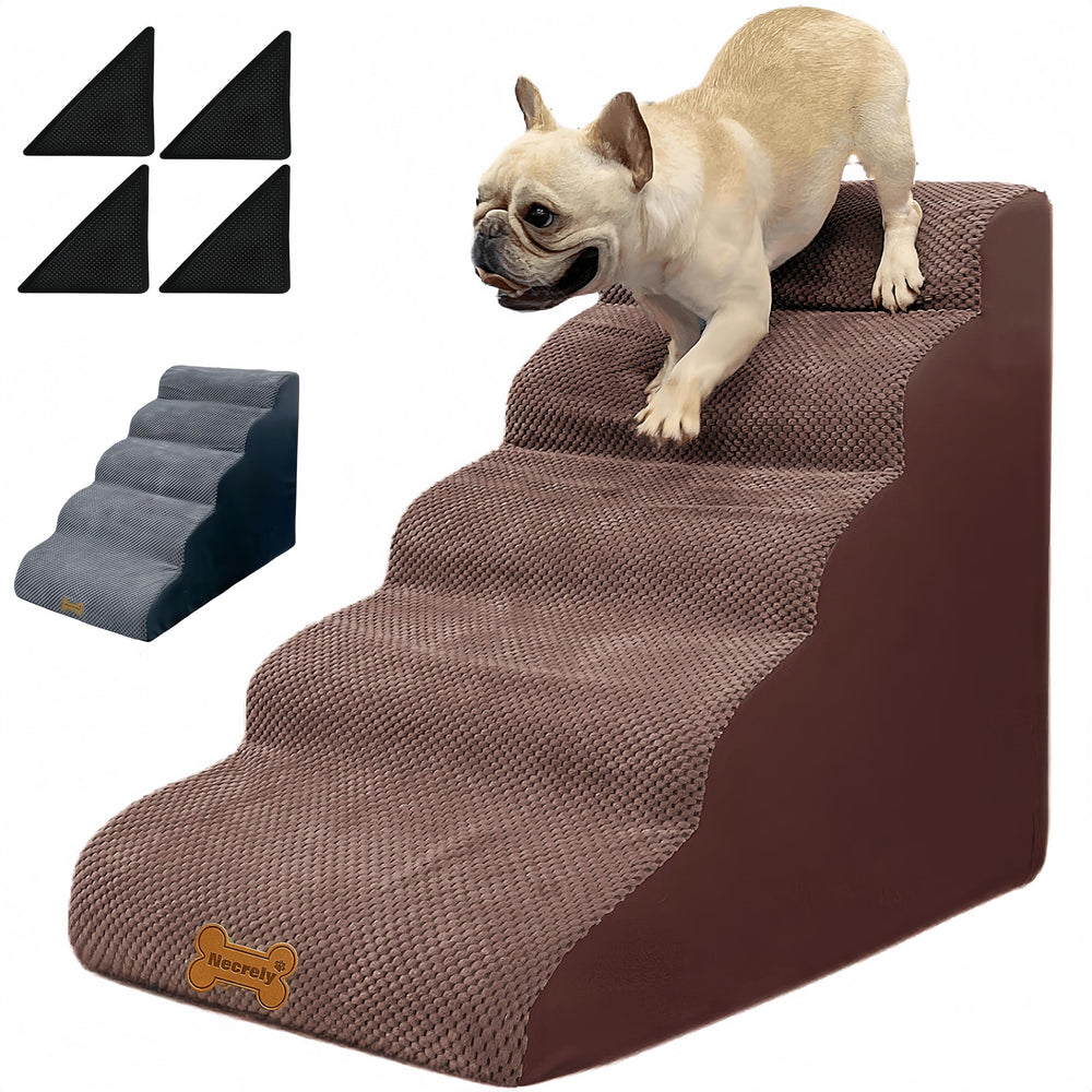 Necrely escaleras para perros con 5 peldaños, ideal para subir a camas altas.