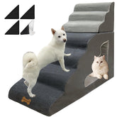 Necrely escalera para perros de tres pasos frente a una cama alta, seguro y cómodo