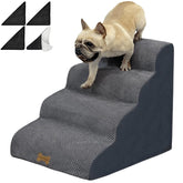 Necrely escalones para perros de 4 pasos sobre cama alta, seguridad al subir.