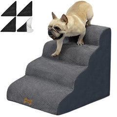 Necrely escalones para perros de 4 pasos sobre cama alta, seguridad al subir.