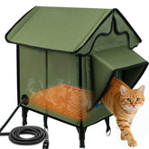 Newget casa-gato-caliente exterior con techo inclinado protege contra lluvia y mantiene calor