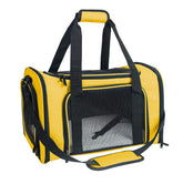 NextFri transportín para mascotas mediano amarillo, ideal para viajes y comodidad.