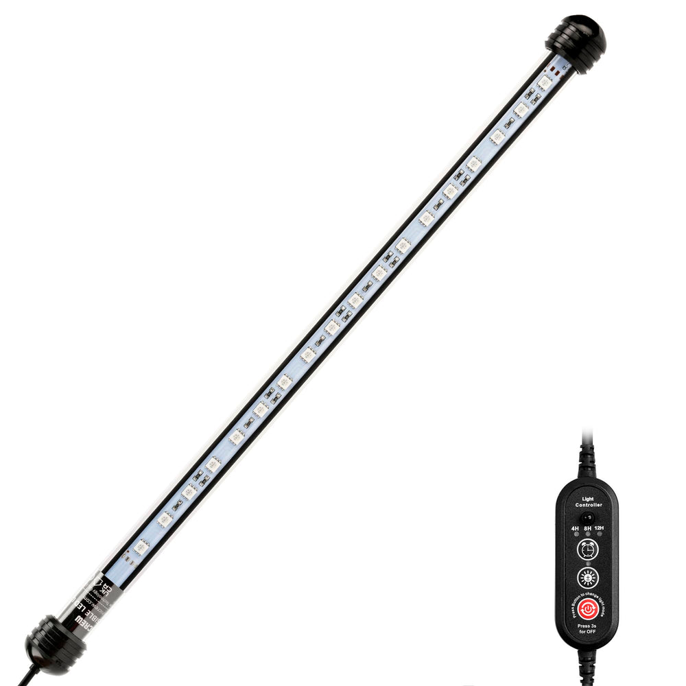 Luz NICREW para acuario de 15 pulgadas con colores vibrantes.