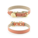 Nina Woof Rio collar de cuero vegano color durazno, ideal para paseos diarios.