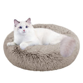 Cama Nisrada para gato redonda con borde elevado y soporte de cuello