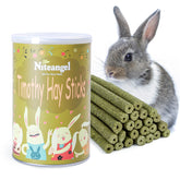 Niteangel Palitos heno Timothy 20 piezas, snack masticable para mascotas pequeñas.