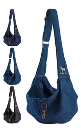 Noah & Paw portador-perro-denim-de-alta-calidad para paseos con estilo y comodidad.