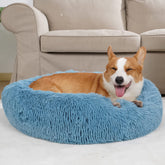 Nononfish cama donut calma para perro pequeño, vista central, brinda sensación de seguridad.