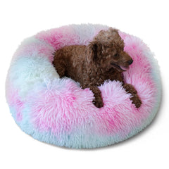 nononfish cama para perro durazno en forma de rosquilla, ideal para dormir profundamente
