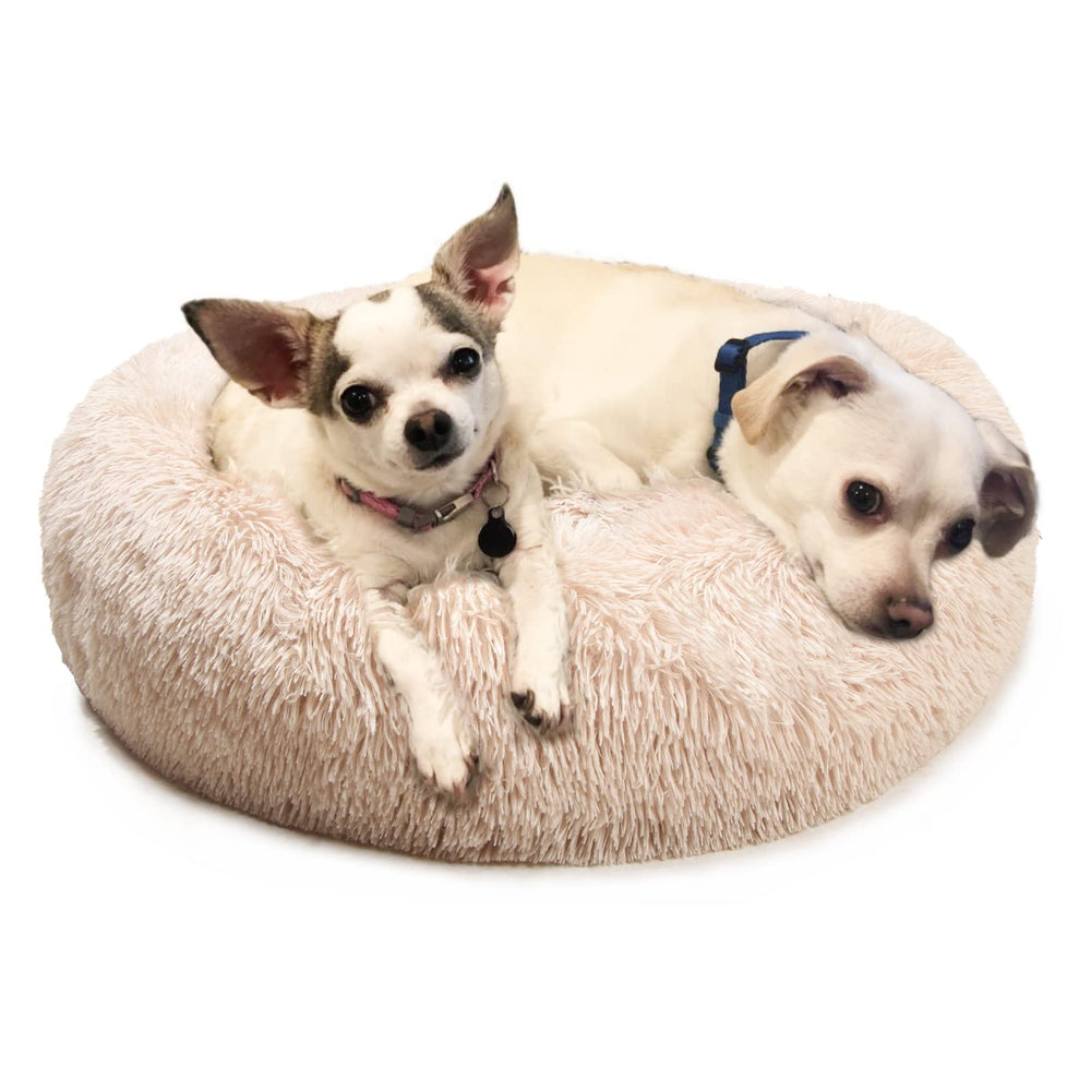Cama donut de nononfish para perros medianos, confort envolvente para dormir.