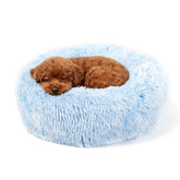 Cama en forma de rosca Nononfish para perro pequeño en azul, descanso cómodo.