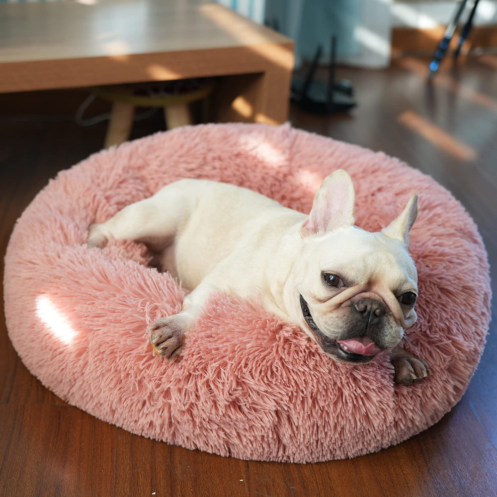 Cama rosquilla nononfish para perros pequeños, diseño calmante y suave para dormir.