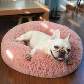 Cama rosquilla nononfish para perros pequeños, diseño calmante y suave para dormir.