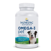 Nordic Naturals Omega-3 Pet, botella sin sabor, cápsulas blandas para perros, con EPA y DHA.