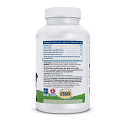 Nordic Naturals Omega-3 Pet, botella con etiqueta clara, ideal para uso diario, apoya la salud del pelaje.
