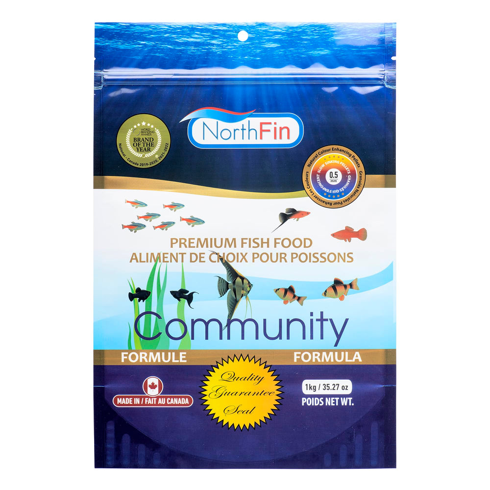 Northfin Comunidad Formula pellets lento hundimiento para acuario, coloración y digestión óptimas.