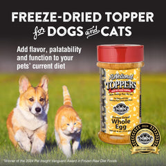 Topper deshidratado en porciones útiles para alimentar a tu mascota.