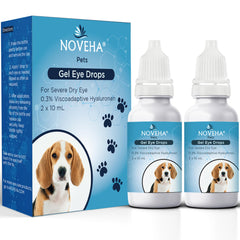 Gotas gel ocular NOVEHA para perro en botella de 10 ml para hidratación suave.