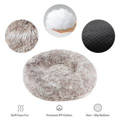 NOYAL Cama Donut con funda felpa lavable para limpieza fácil.