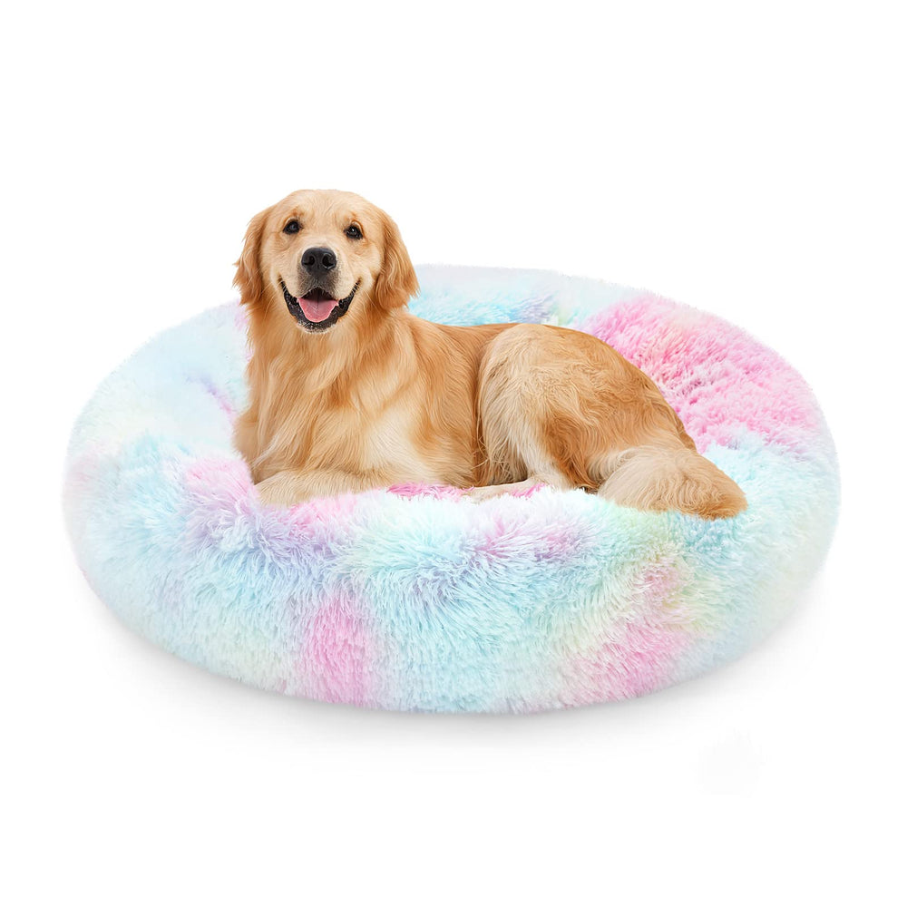 NOYAL cama donut para perros: pelo sintético suave para tranquilidad y descanso.