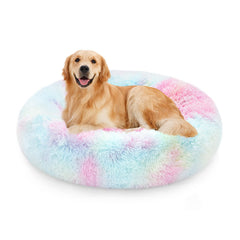 NOYAL cama donut para perros: pelo sintético suave para tranquilidad y descanso.