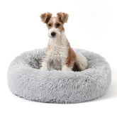 Cama NOYAL donut para perros, pelaje sintético suave que acoge y calienta
