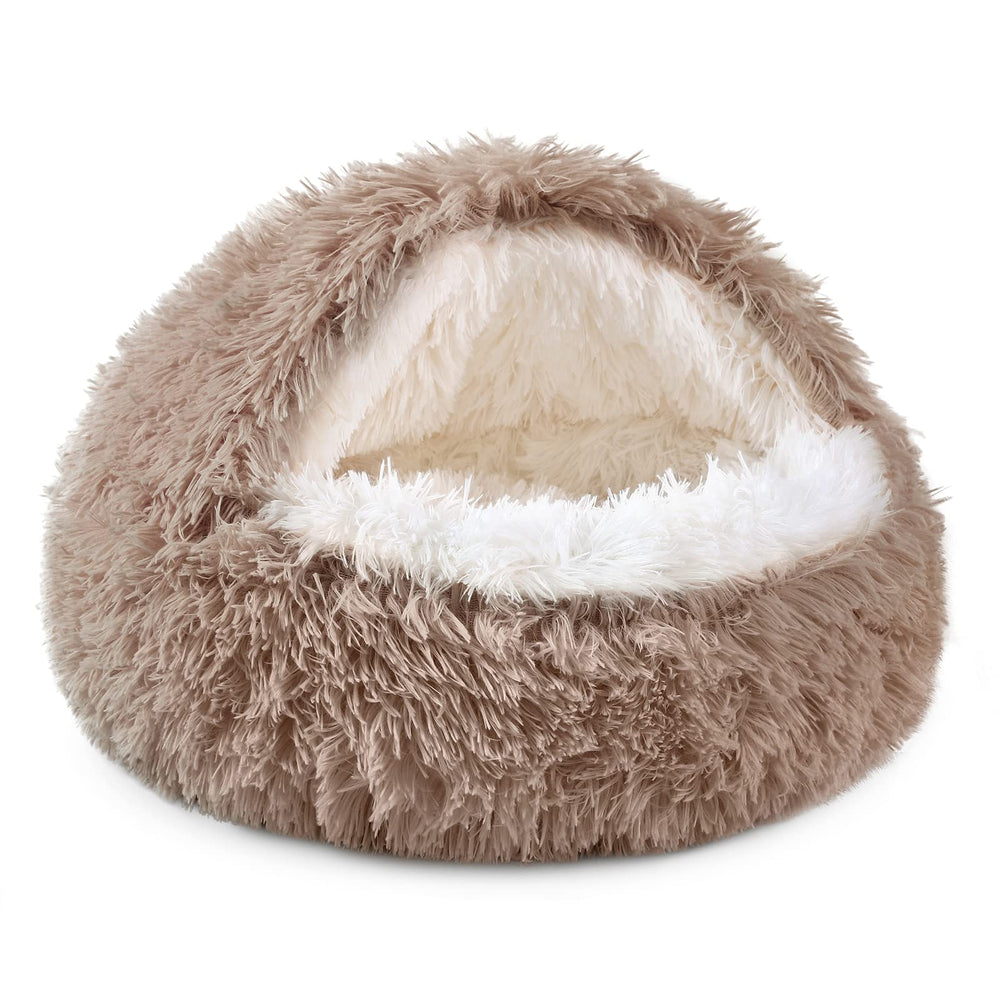 Cama NOYAL donut con capucha para perros, refugio cálido y seguro.