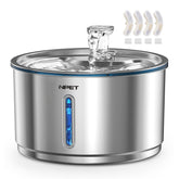 NPET fuente para gatos en acero inoxidable, capacidad 135 oz.