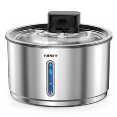 NPET fuente para gatos en acero inoxidable, duradera y fácil de limpiar