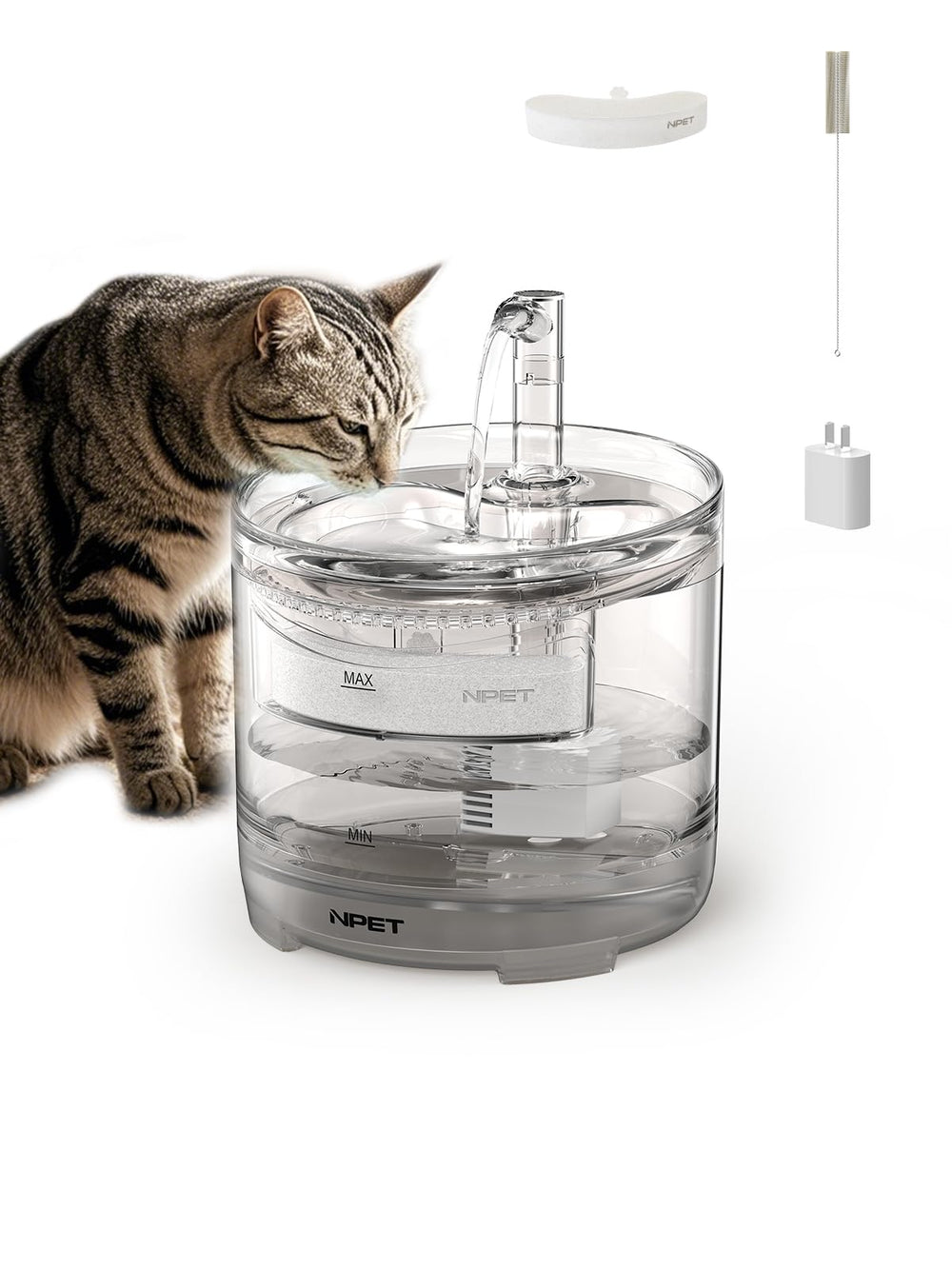 NPET WF050 bebedero automático para gatos con flujo suave.
