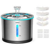 NPET WF210 fuente para gatos de acero inoxidable, ideal para agua fresca diaria.