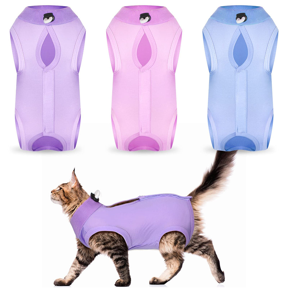 Nuanchu traje de recuperación para gatos: vista frontal para proteger el abdomen durante la recuperación.